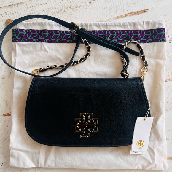 Tory Burch Handbags - Tory Burch black leather Britten bag, NEW with tags